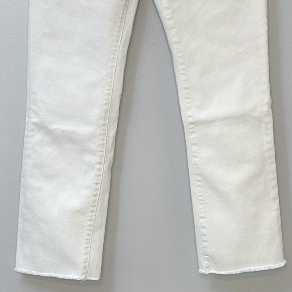 Good American High Rise Good Straight White Raw Hem Jeans 8/29 - Picture 4 of 9